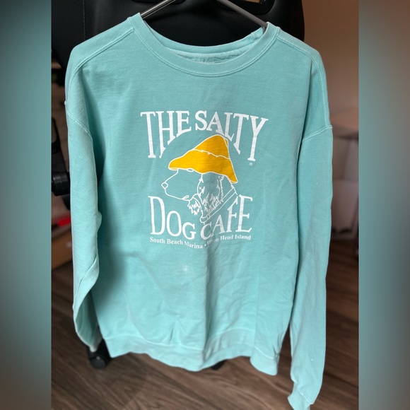 Comfort Colors Tops - Comfort Colors Aqua Sweatshirt with Yellow Accent